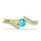 Inel din Argint 925 Placat cu Aur ( 2.57 grame ) cu Cuarț Paraiba și Topaz Alb 0.72 Carate
