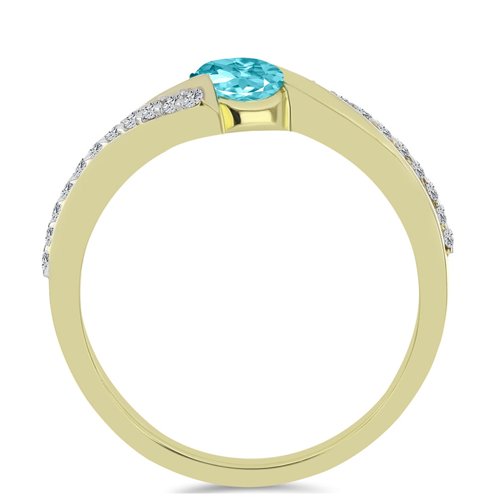 Inel din Argint 925 Placat cu Aur ( 2.57 grame ) cu Cuarț Paraiba și Topaz Alb 0.72 Carate 2 