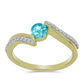 Inel din Argint 925 Placat cu Aur ( 2.57 grame ) cu Cuarț Paraiba și Topaz Alb 0.72 Carate