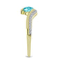 Inel din Argint 925 Placat cu Aur ( 2.57 grame ) cu Cuarț Paraiba și Topaz Alb 0.72 Carate
