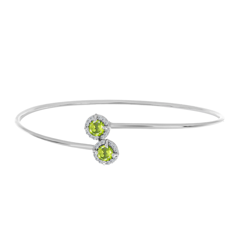 Brățară din Argint 925 ( 4.52 grame ) cu Peridot Changbai și Topaz Alb 1.45 Carate 1 