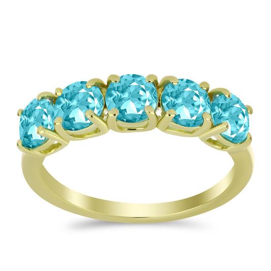 Inel din Argint 925 Placat cu Aur ( 2.68 grame ) cu Cuarț Paraiba 2.27 Carate