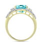 Inel din Argint 925 Placat cu Aur ( 6.25 grame ) cu Cuarț Paraiba și Topaz Alb 5.79 Carate