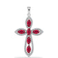 Cruce Pandantiv din Argint 925 ( 2.61 grame ) cu Rubin Malagasy și Topaz Alb 2.38 Carate