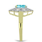 Inel din Argint 925 Placat cu Aur ( 3.76 grame ) cu Cuarț Paraiba și Topaz Alb 2.27 Carate