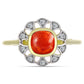 Inel din Argint 925 Placat cu Aur ( 2.87 grame ) cu Coral Roșu Burete și Topaz Alb 1.05 Carate