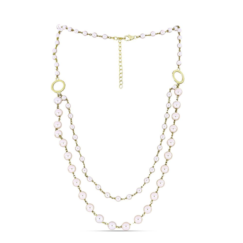 Colier din Argint 925 Placat cu Aur ( 3.86 grame ) cu Perlă de Apă Dulce Albă 58.15 Carate