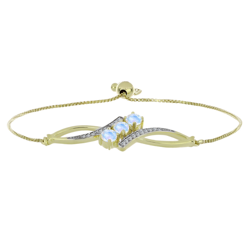 Brățară din Argint 925 Placat cu Aur ( 4.31 grame ) cu Piatra Lunii Curcubeu și Topaz Alb 0.93 Carate 1 