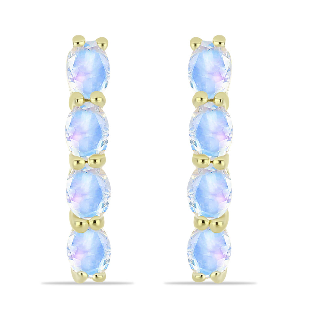 Cercei din Argint 925 Placat cu Aur ( 2.9 grame ) cu Piatra Lunii Curcubeu 1.61 Carate 1 