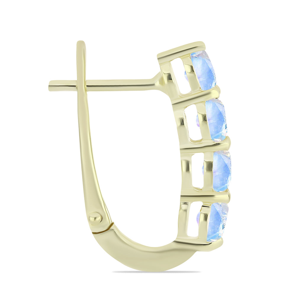 Cercei din Argint 925 Placat cu Aur ( 2.9 grame ) cu Piatra Lunii Curcubeu 1.61 Carate 2 