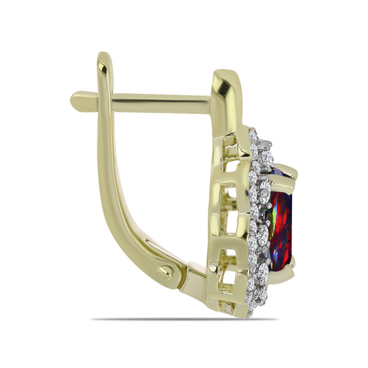 Cercei din Argint 925 Placat cu Aur ( 3.91 grame ) cu Opal Etiopian Negru Lega Dembi și Topaz Alb 1.68 Carate