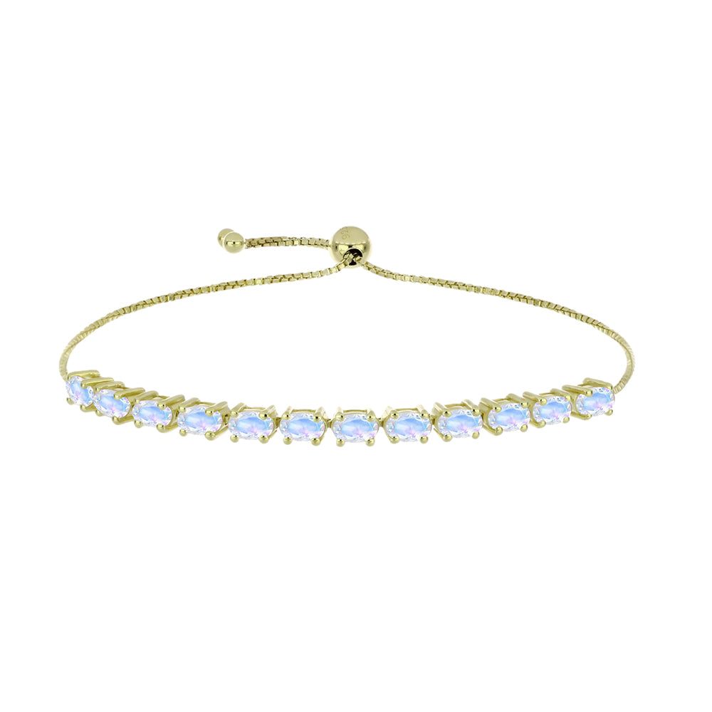 Brățară din Argint 925 Placat cu Aur ( 4.97 grame ) cu Piatra Lunii Curcubeu 2.75 Carate 1 