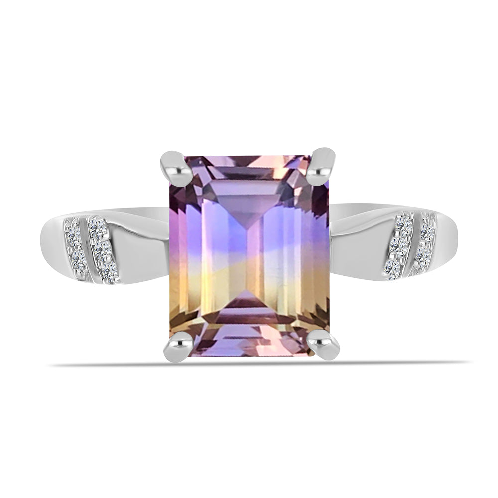 Inel din Argint 925 ( 2.55 grame ) cu Ametrin Anahi și Topaz Alb 3.24 Carate 1 