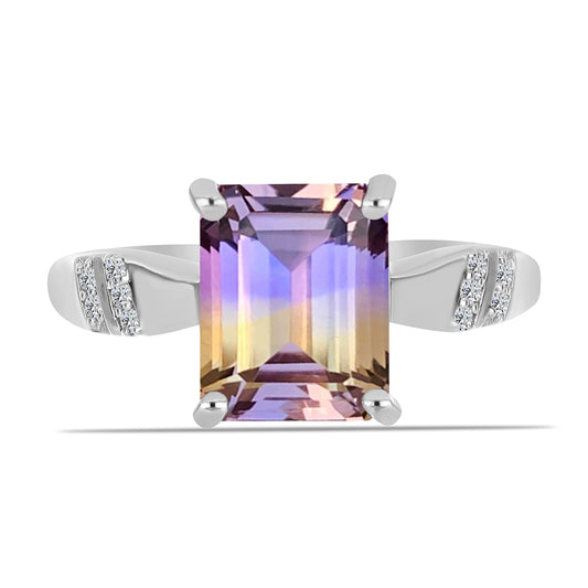 Inel din Argint 925 ( 2.55 grame ) cu Ametrin Anahi și Topaz Alb 3.24 Carate