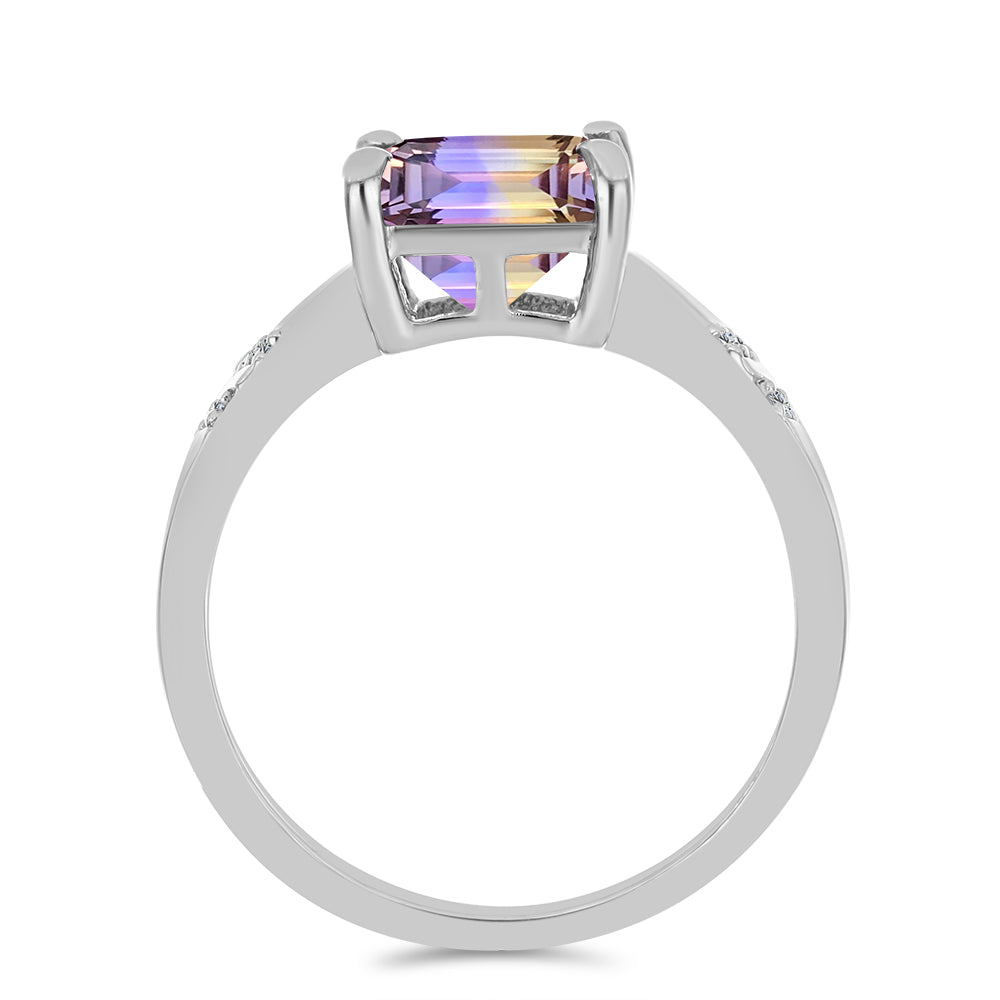 Inel din Argint 925 ( 2.55 grame ) cu Ametrin Anahi și Topaz Alb 3.24 Carate 2 