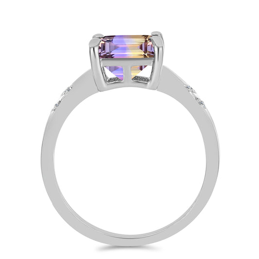 Inel din Argint 925 ( 2.55 grame ) cu Ametrin Anahi și Topaz Alb 3.24 Carate