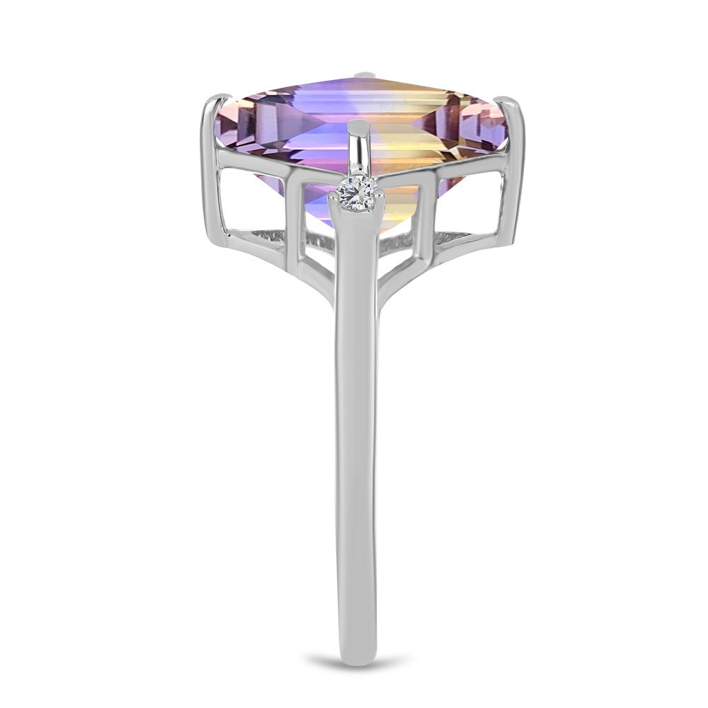Inel din Argint 925 ( 2.45 grame ) cu Ametrin Anahi și Topaz Alb 5.01 Carate 4 