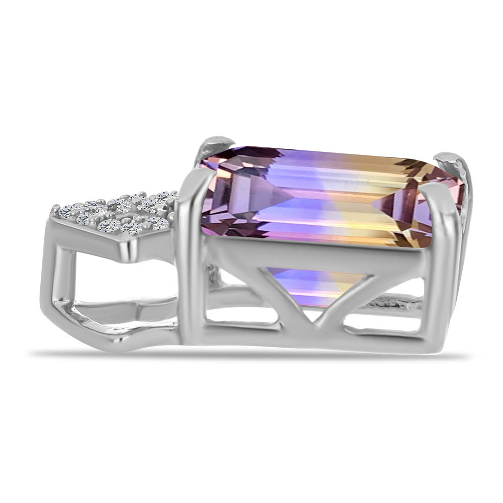 Pandantiv din Argint 925 ( 1.2 grame ) cu Ametrin Anahi și Topaz Alb 3.23 Carate 2 