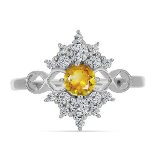 Inel din Argint 925 ( 2.64 grame ) cu Citrin Ural și Topaz Alb 1.09 Carate