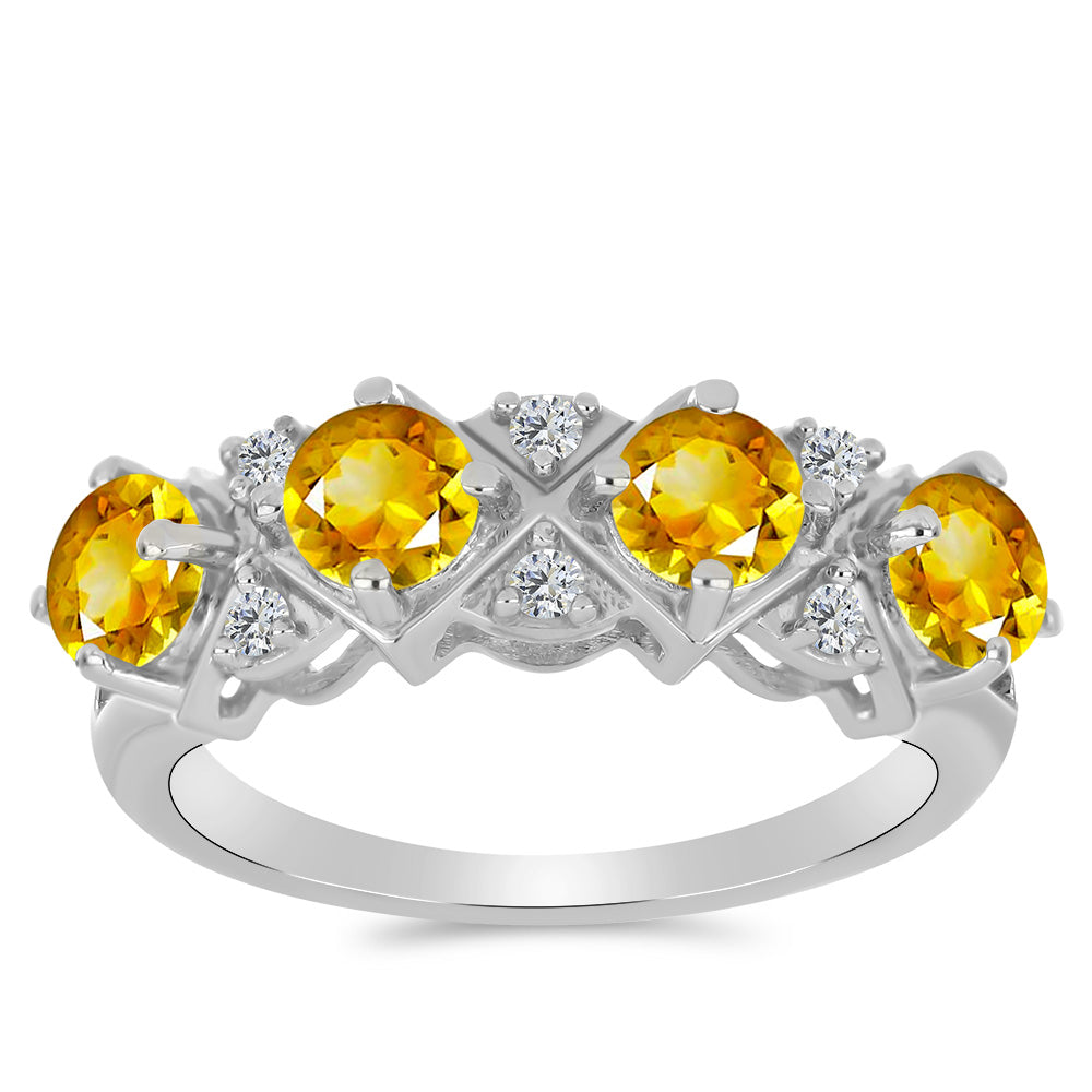 Inel din Argint 925 ( 2.28 grame ) cu Citrin Ural și Topaz Alb 1.11 Carate
