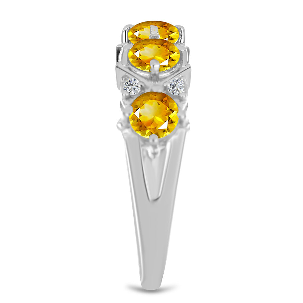 Inel din Argint 925 ( 2.28 grame ) cu Citrin Ural și Topaz Alb 1.11 Carate 4 