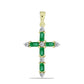 Cruce Pandantiv din Argint 925 Placat cu Aur ( 1.47 grame ) cu Smarald Zambian și Topaz Alb 0.86 Carate