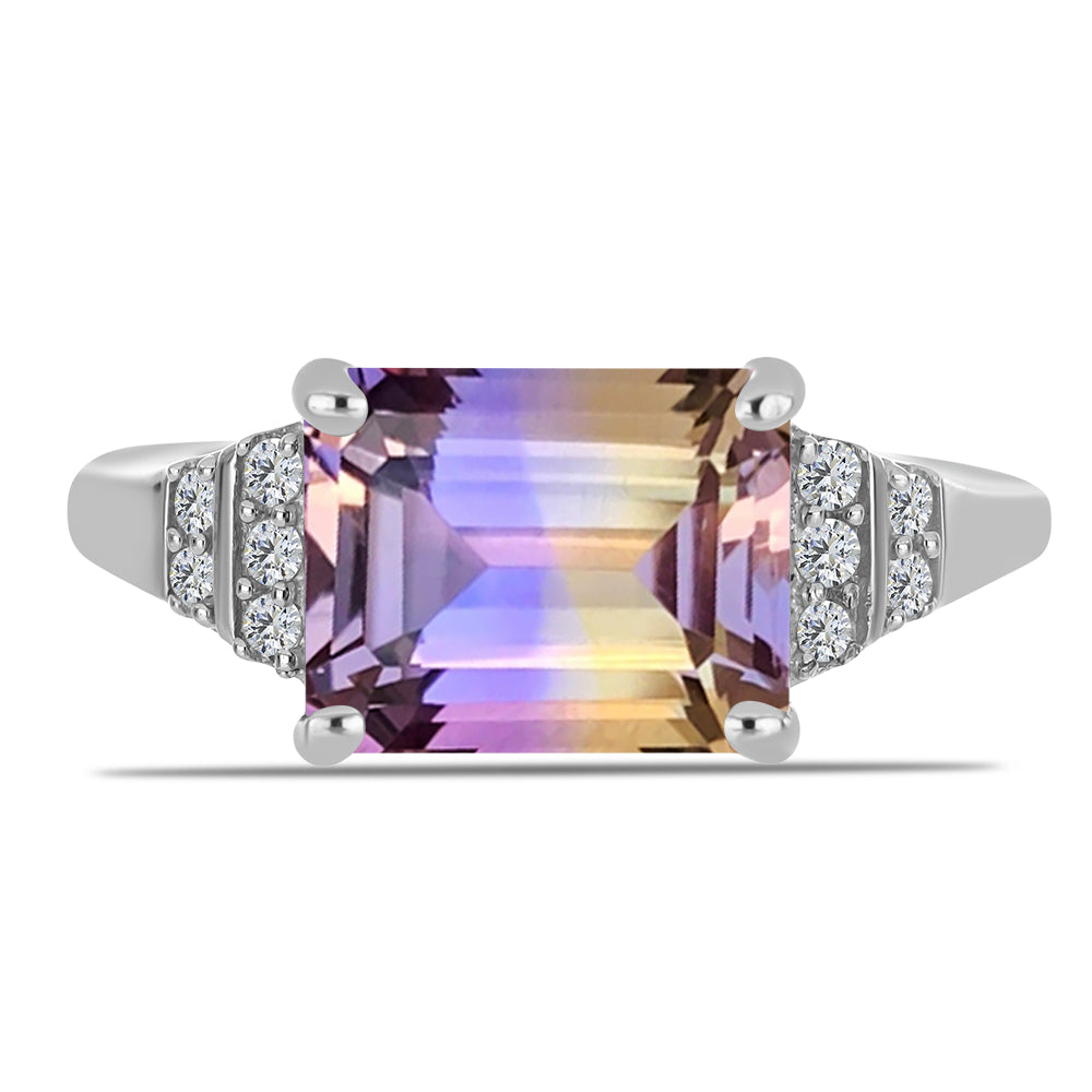 Inel din Argint 925 ( 2.89 grame ) cu Ametrin Anahi și Topaz Alb 3.35 Carate 1 