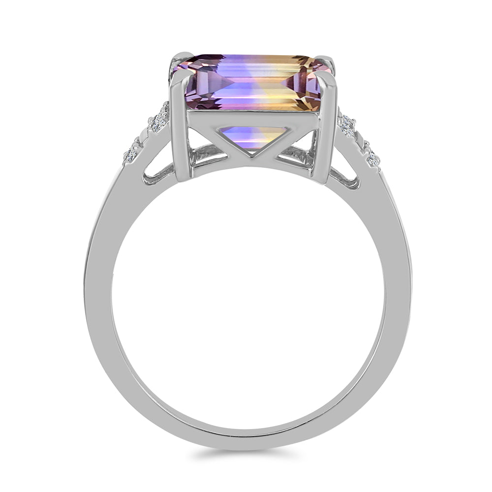Inel din Argint 925 ( 2.89 grame ) cu Ametrin Anahi și Topaz Alb 3.35 Carate 2 