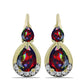 Cercei din Argint 925 Placat cu Aur ( 2.63 grame ) cu Opal Etiopian Negru Lega Dembi și Topaz Alb 1.3 Carate