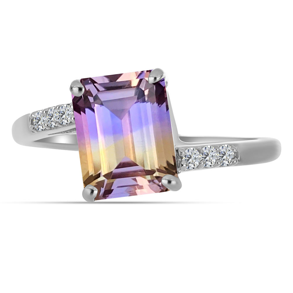 Inel din Argint 925 ( 1.97 grame ) cu Ametrin Anahi și Topaz Alb 2.26 Carate 1 