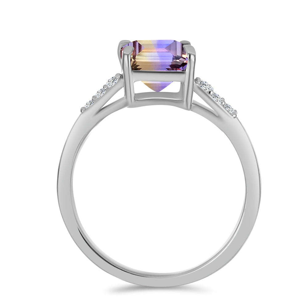 Inel din Argint 925 ( 1.97 grame ) cu Ametrin Anahi și Topaz Alb 2.26 Carate 2 