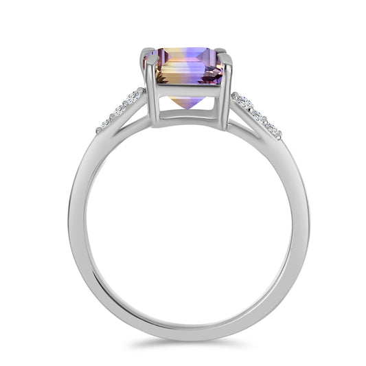 Inel din Argint 925 ( 1.97 grame ) cu Ametrin Anahi și Topaz Alb 2.26 Carate
