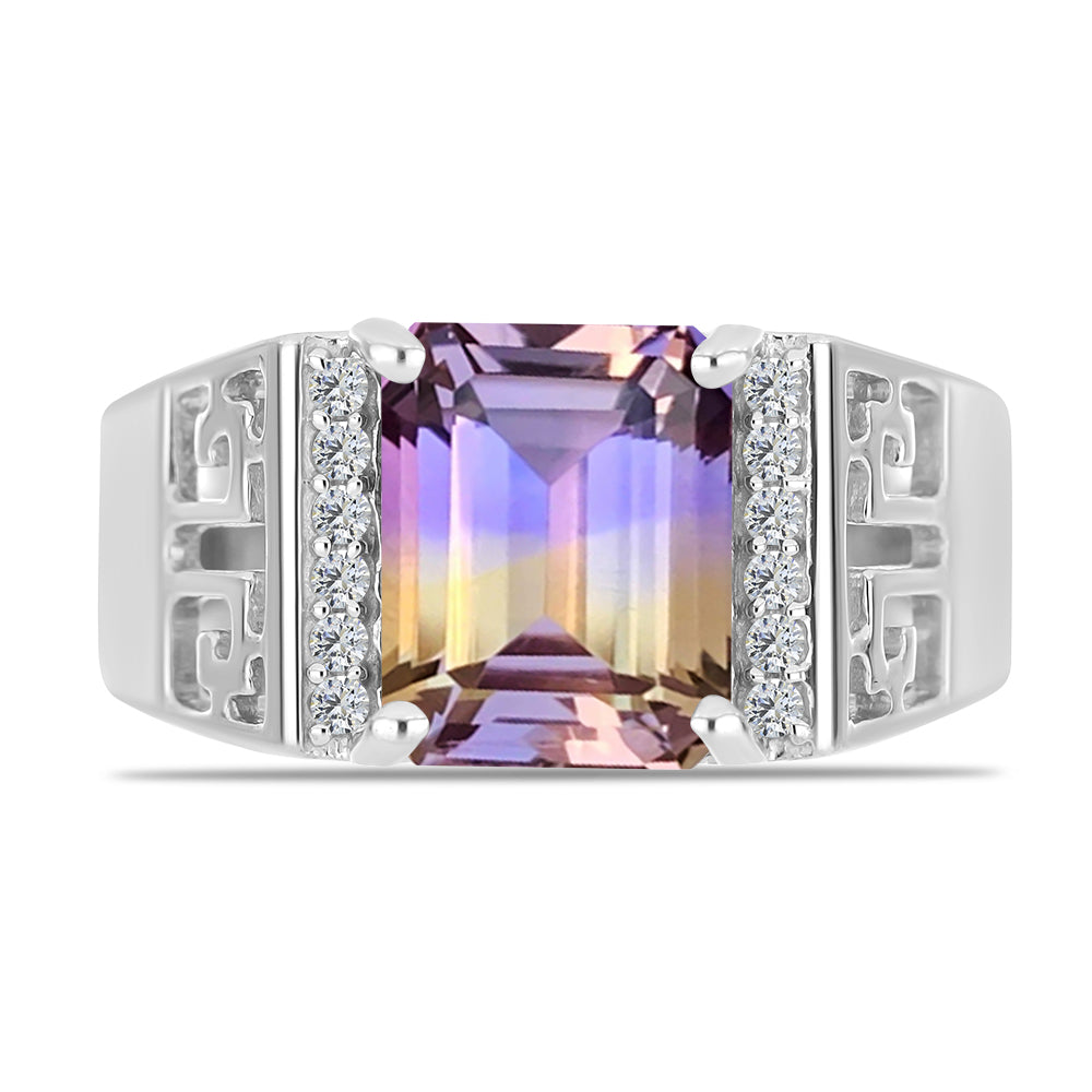 Inel din Argint 925 ( 5.32 grame ) cu Ametrin Anahi și Topaz Alb 3.32 Carate 1 