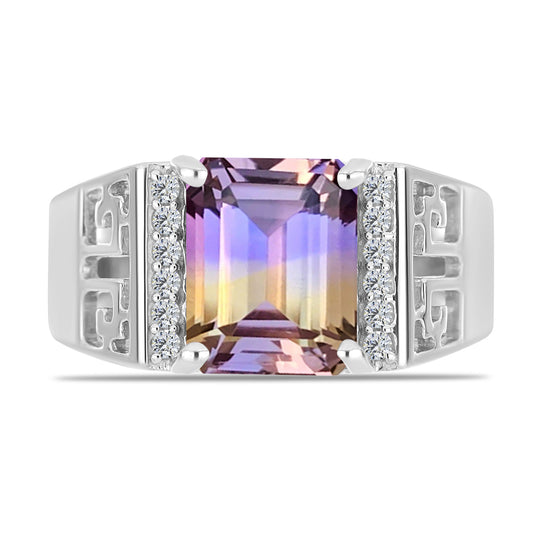 Inel din Argint 925 ( 5.32 grame ) cu Ametrin Anahi și Topaz Alb 3.32 Carate