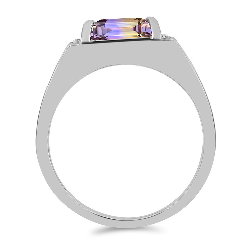 Inel din Argint 925 ( 5.32 grame ) cu Ametrin Anahi și Topaz Alb 3.32 Carate 2 