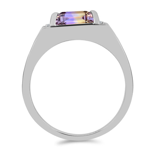 Inel din Argint 925 ( 5.32 grame ) cu Ametrin Anahi și Topaz Alb 3.32 Carate