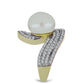 Inel din Argint 925 Placat cu Aur ( 7.04 grame ) cu Perlă de Apă Dulce Albă și Topaz Alb 11.22 Carate