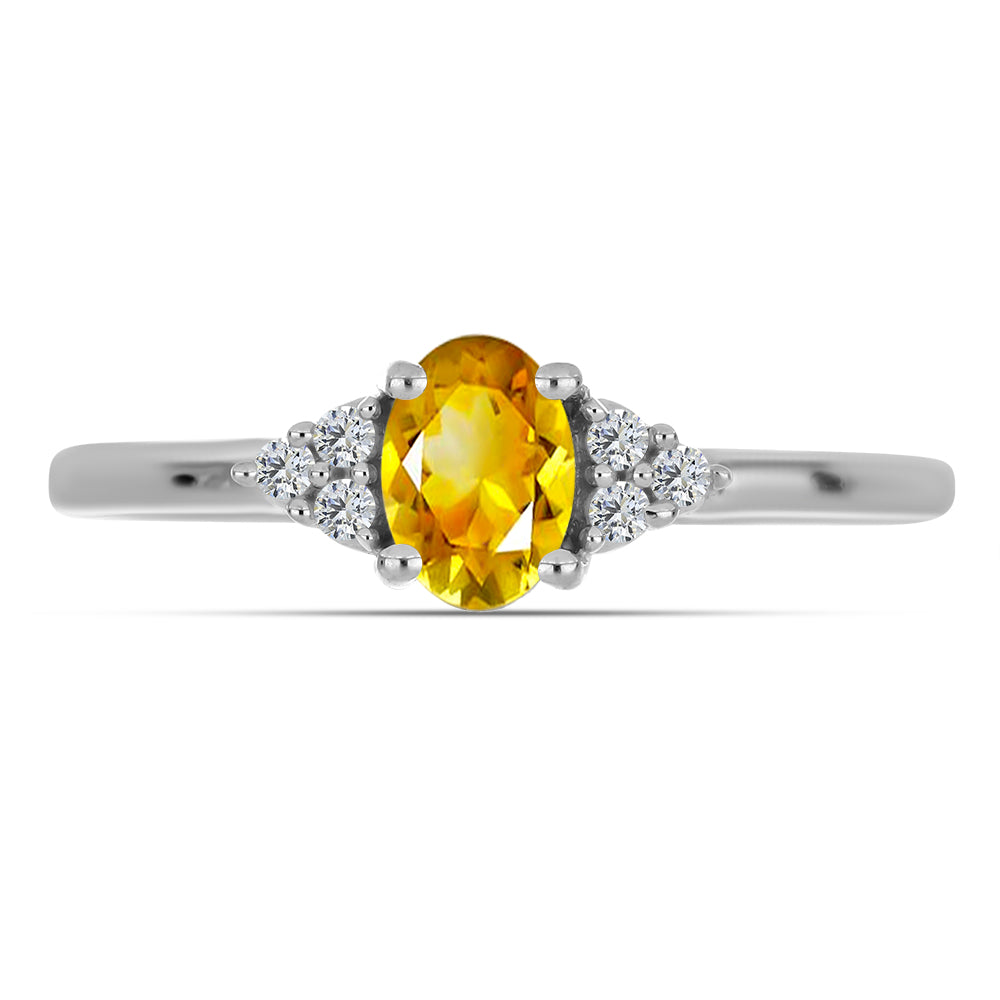 Inel din Argint 925 ( 1.73 grame ) cu Citrin Ural și Topaz Alb 0.48 Carate 1 