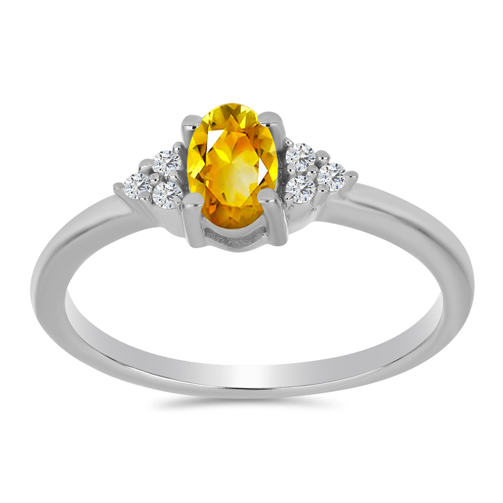 Inel din Argint 925 ( 1.73 grame ) cu Citrin Ural și Topaz Alb 0.48 Carate