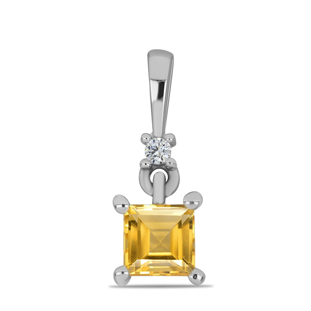 Set din Argint 925 ( 3.4 grame ) cu Citrin Ural și Topaz Alb 1.47 Carate ( Cercei+Inel+Pandantiv )