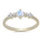 Inel din Argint 925 Placat cu Aur ( 1.57 grame ) cu Piatra Lunii Curcubeu și Topaz Alb 0.38 Carate