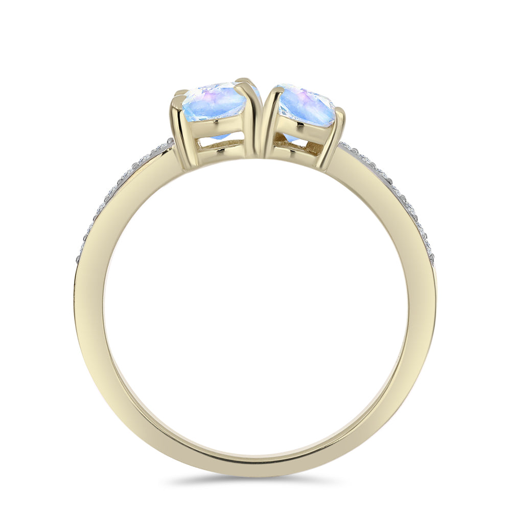 Inel din Argint 925 Placat cu Aur ( 2.12 grame ) cu Piatra Lunii Curcubeu și Topaz Alb 1.23 Carate