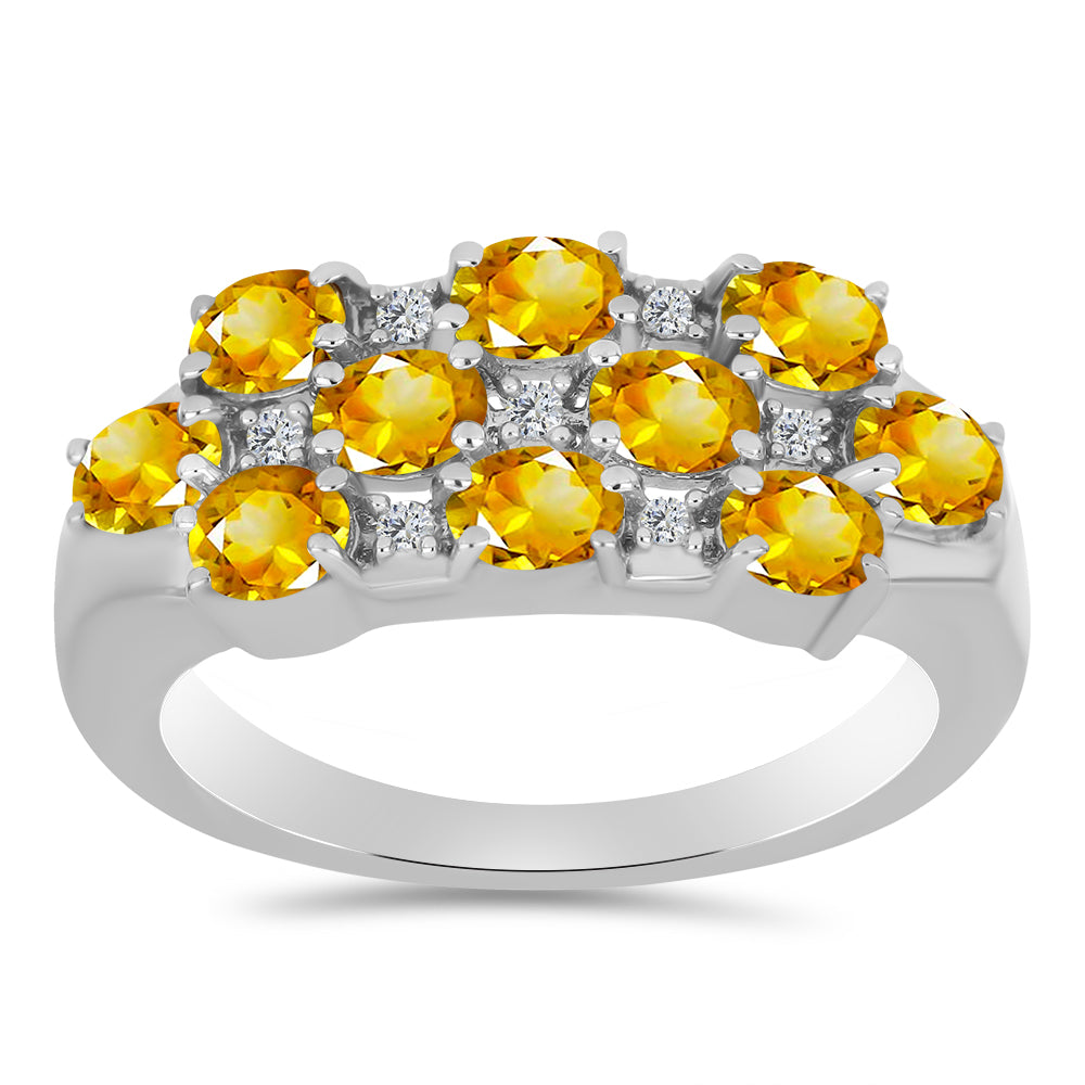 Inel din Argint 925 ( 3.83 grame ) cu Citrin Ural și Topaz Alb 1.61 Carate
