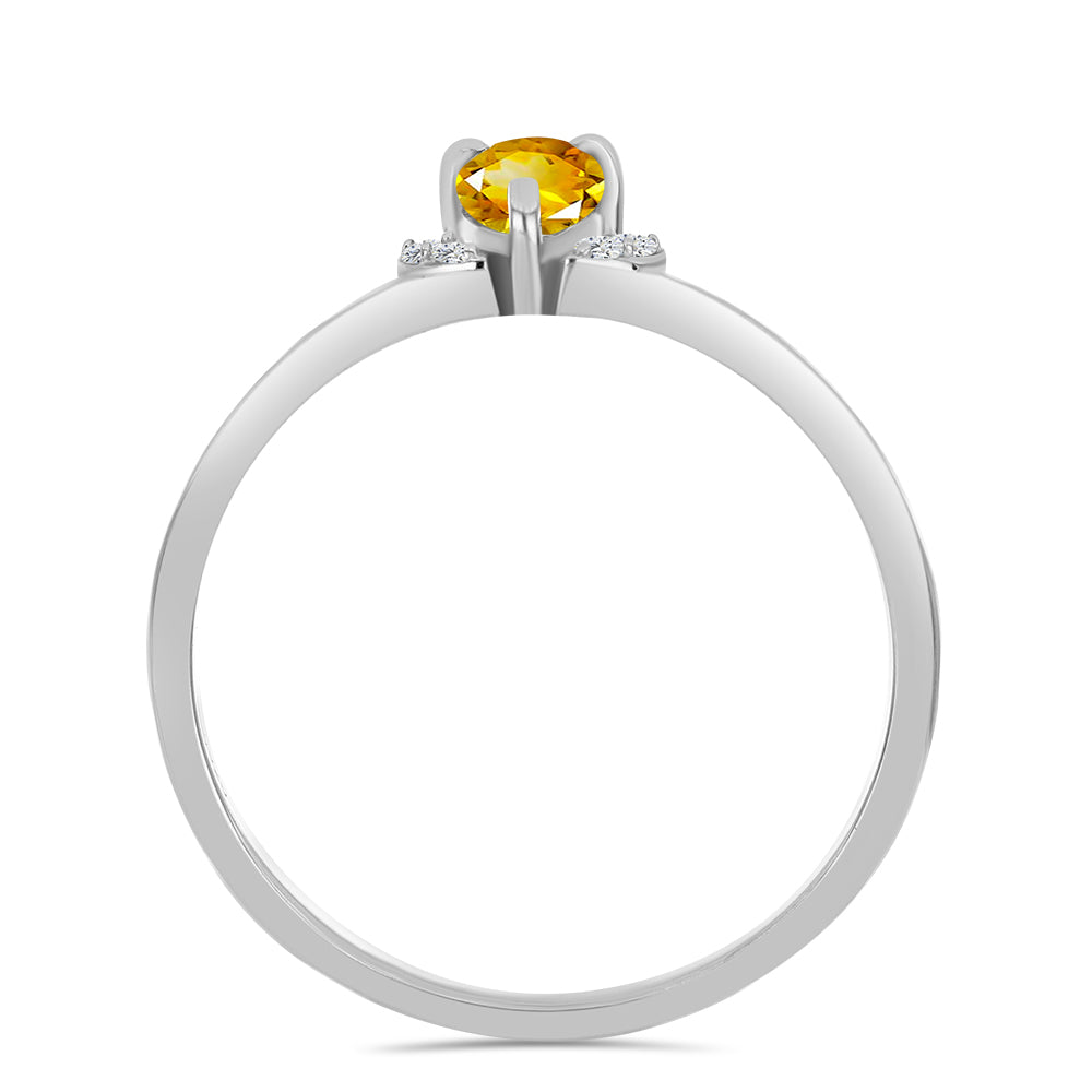 Inel din Argint 925 ( 1.59 grame ) cu Citrin Ural și Topaz Alb 0.42 Carate 2 