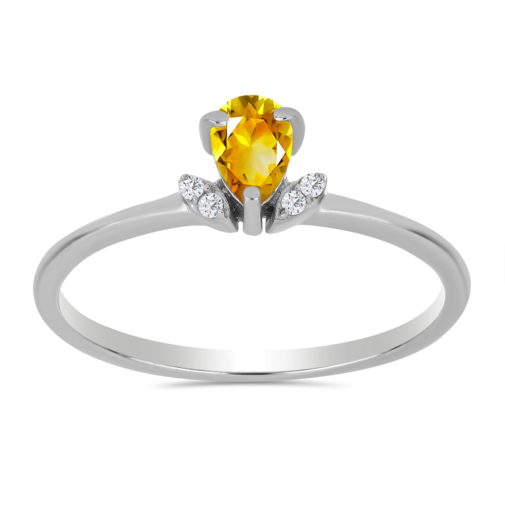 Inel din Argint 925 ( 1.59 grame ) cu Citrin Ural și Topaz Alb 0.42 Carate 3 