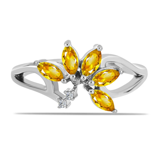 Inel din Argint 925 ( 2.99 grame ) cu Citrin Ural și Topaz Alb 0.68 Carate