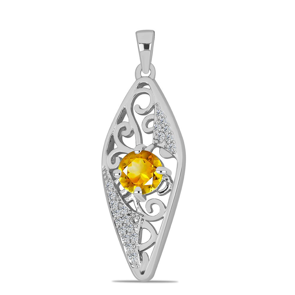 Pandantiv din Argint 925 ( 2.59 grame ) cu Citrin Ural și Topaz Alb 0.93 Carate