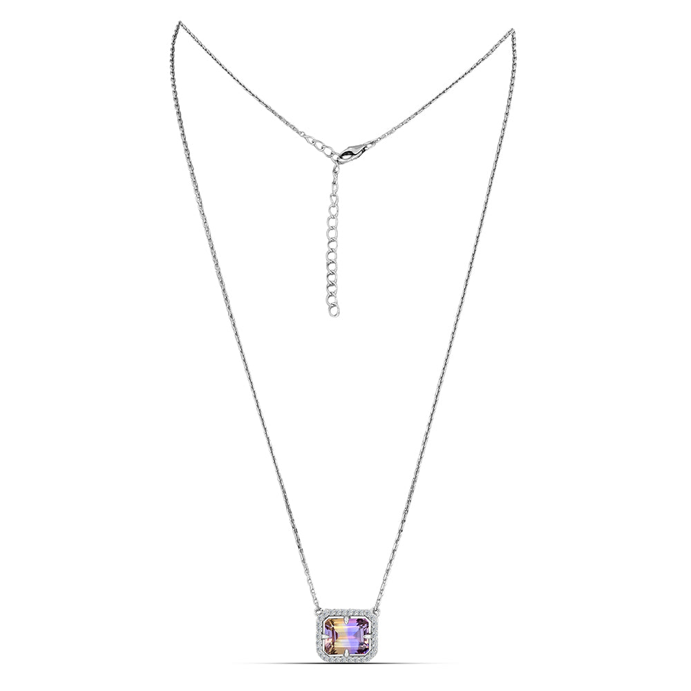 Colier din Argint 925 ( 3.63 grame ) cu Ametrin Anahi și Topaz Alb 3.44 Carate 1 