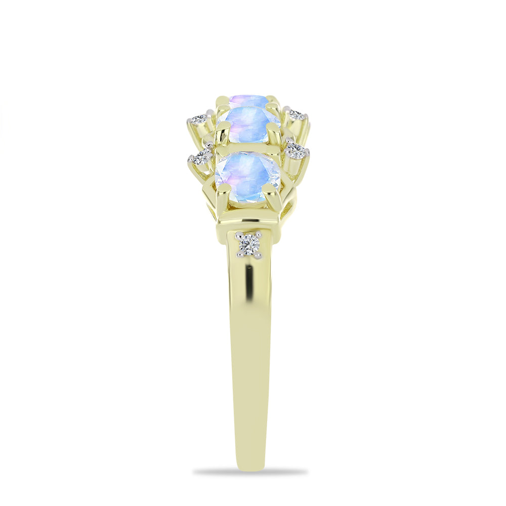 Inel din Argint 925 Placat cu Aur ( 2.65 grame ) cu Piatra Lunii Curcubeu și Topaz Alb 1.13 Carate