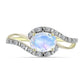 Inel din Argint 925 Placat cu Aur ( 2.52 grame ) cu Piatra Lunii Curcubeu și Topaz Alb 1.38 Carate